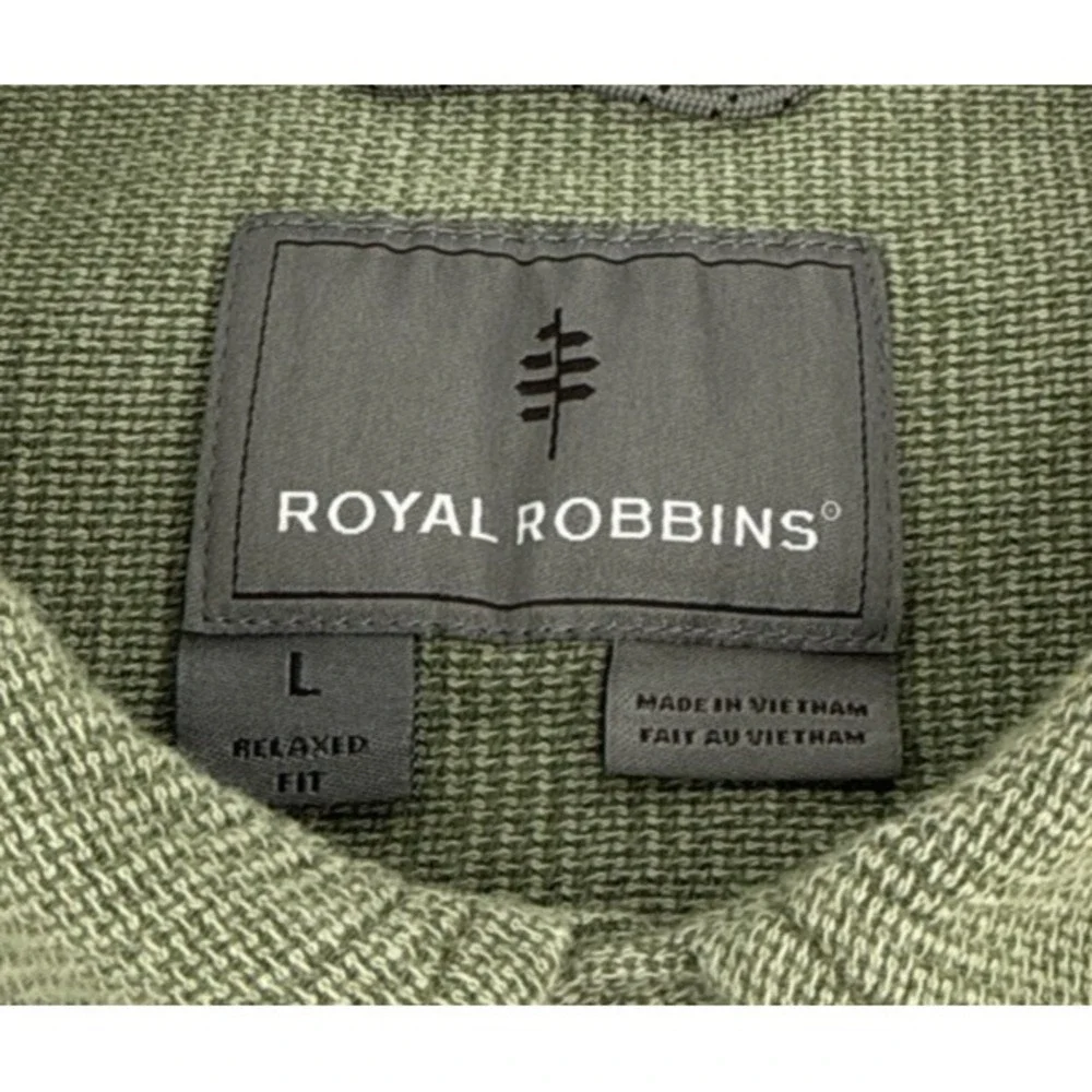 Royal‎ Robbins Shirt Men L Organic Cotton Sage Green Textured Outdoor Travel